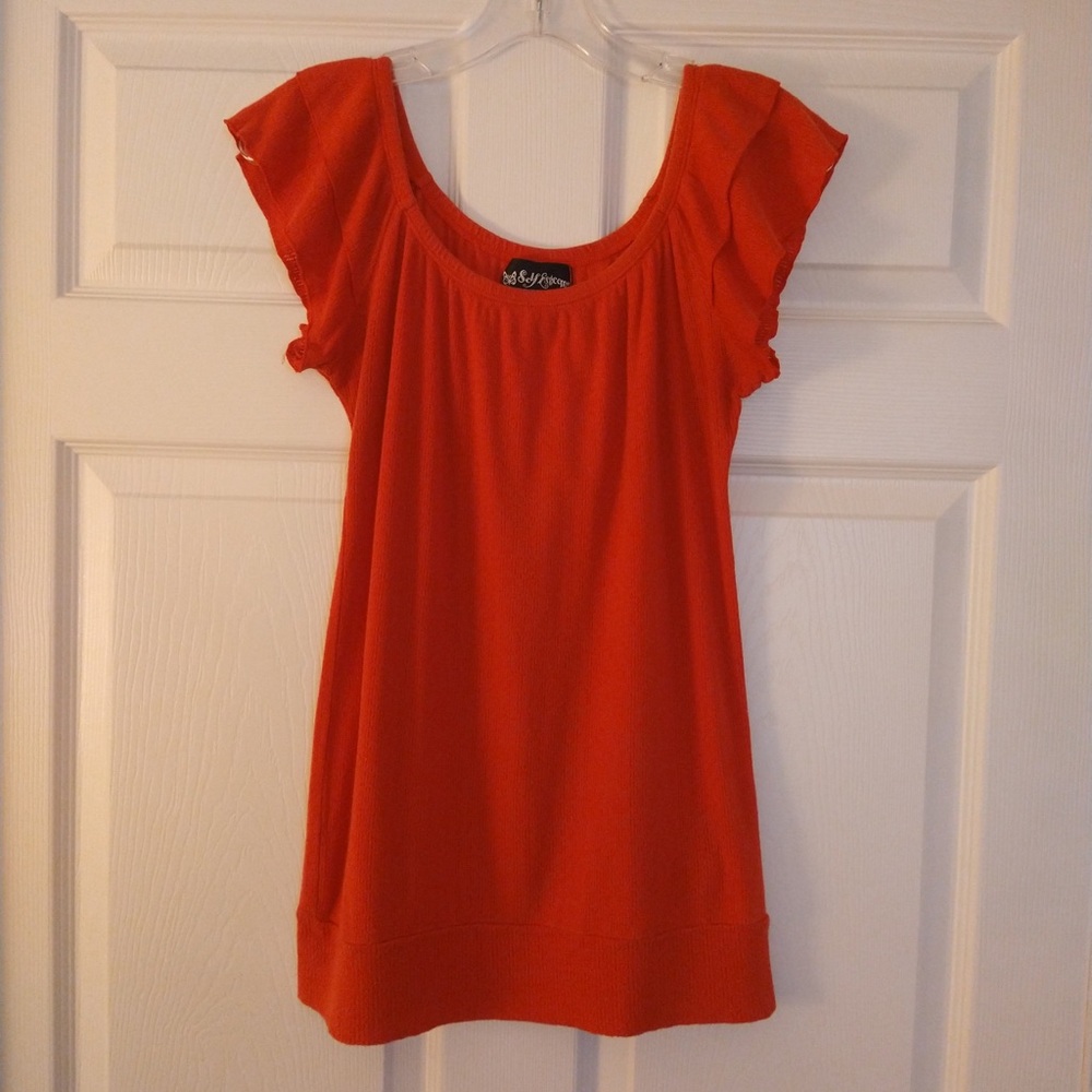 Burnt Orange Ruffled Sleeve Top